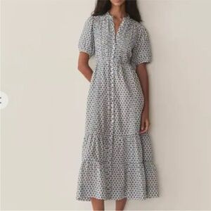 Doen Cream Maxi Dress with Blue Floral Print
